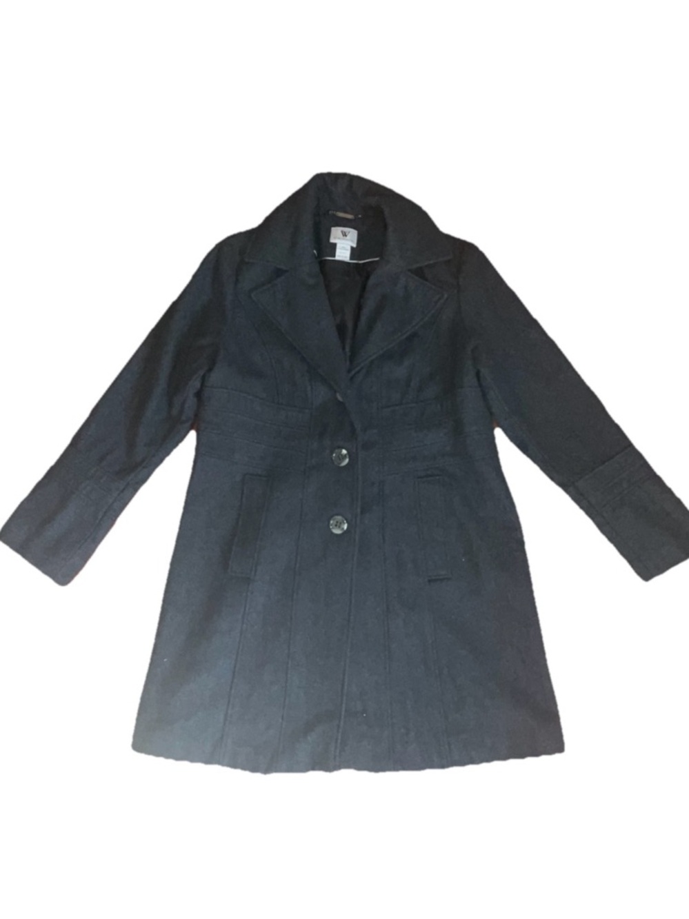 Worthington Black Tailored Three-Button Trench Coat